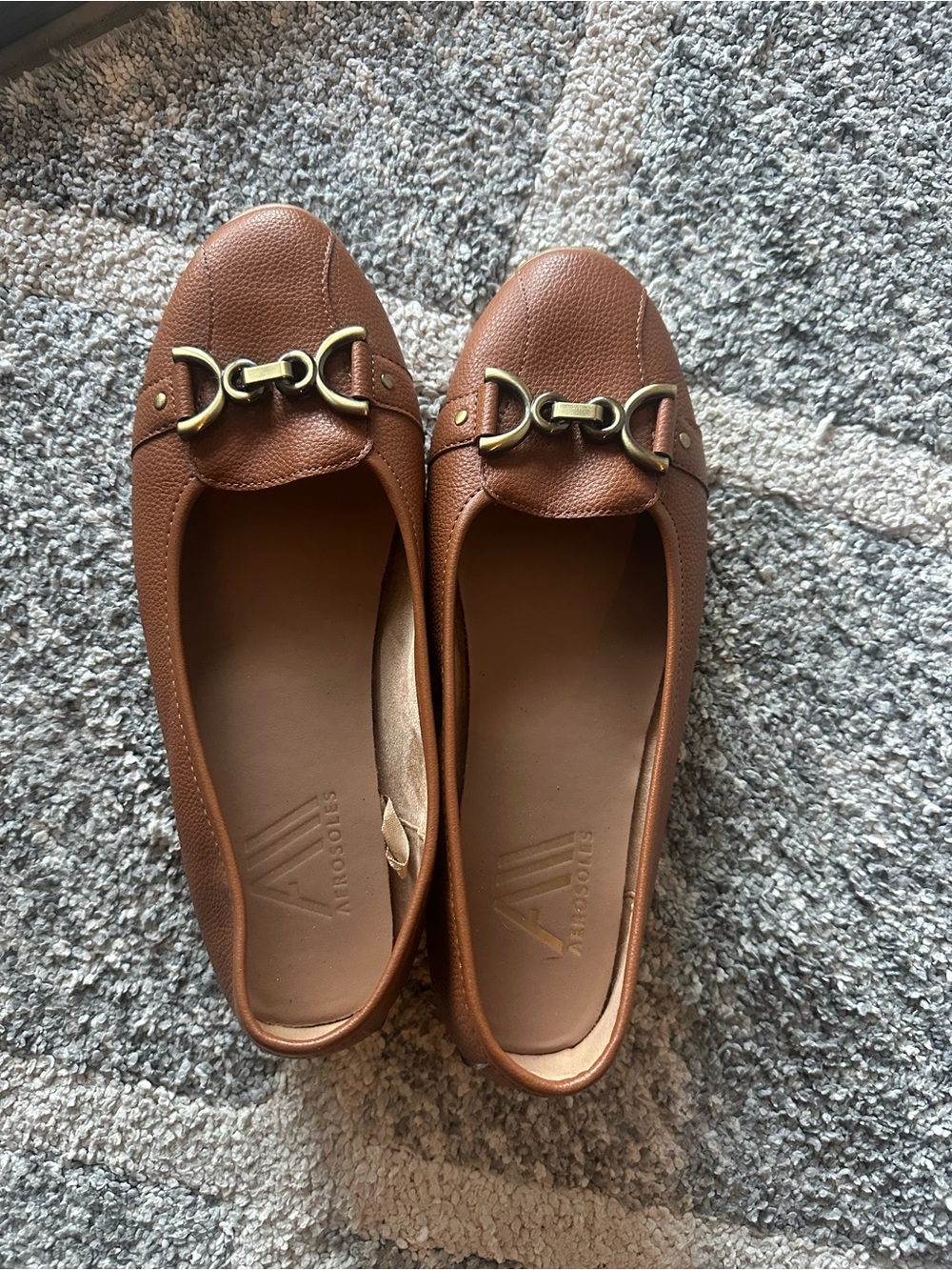 AEROSOLES Tan Leather Horsebit Loafers